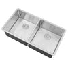 Undermount 16 Gauge Stainless Steel Double Bowl Kitchen Sink with 15mm Radius Corner Design