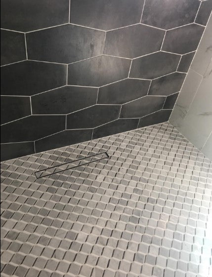 Bathroom Shower Linear Drain 2-sided Reversible Tile Insert Grate Brushed 304 Stainless Steel with Threaded Adaptor and Adjustable Leveling Feet