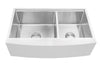 Enthous Workstation Farmhouse Apron 16 Gauge Double Bowl Stainless Steel Kitchen Sink w/ Integrated Ledge, 15mm Tight Radius, Premium Accessories – Dish Rack, Colander, Cutting-board, Grid