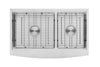 Enthous Workstation Farmhouse Apron 16 Gauge Double Bowl Stainless Steel Kitchen Sink w/ Integrated Ledge, 15mm Tight Radius, Premium Accessories – Dish Rack, Colander, Cutting-board, Grid
