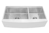 Enthous Workstation Farmhouse Apron 16 Gauge Double Bowl Stainless Steel Kitchen Sink w/ Integrated Ledge, 15mm Tight Radius, Premium Accessories – Dish Rack, Colander, Cutting-board, Grid
