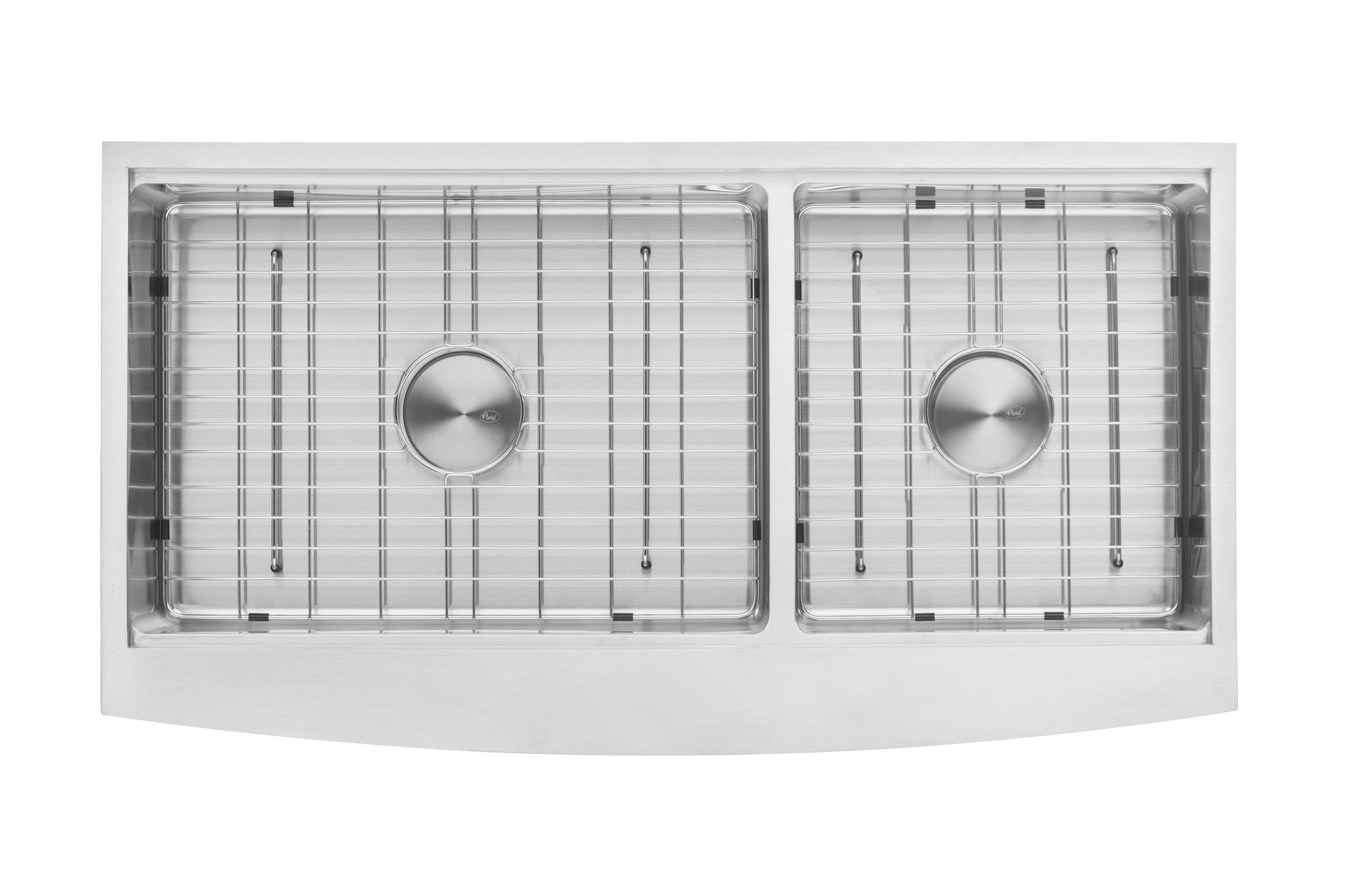 Enthous Workstation Farmhouse Apron 16 Gauge Double Bowl Stainless Steel Kitchen Sink w/ Integrated Ledge, 15mm Tight Radius, Premium Accessories – Dish Rack, Colander, Cutting-board, Grid