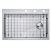 Workstation Topmount / Drop-in 16 Gauge Stainless Steel Single Bowl Kitchen Sink w/ Integrated Ledge, 15mm Tight Radius with Premium Accessories