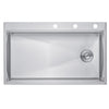 Workstation Topmount / Drop-in 16 Gauge Stainless Steel Single Bowl Kitchen Sink w/ Integrated Ledge, 15mm Tight Radius with Premium Accessories