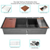 48 in. Workstation Topmount / Drop-in Nano Black 16 Gauge Stainless Steel Double Bowl Kitchen Sink Integrated Ledge Tight Radius w/ Premium Accessories