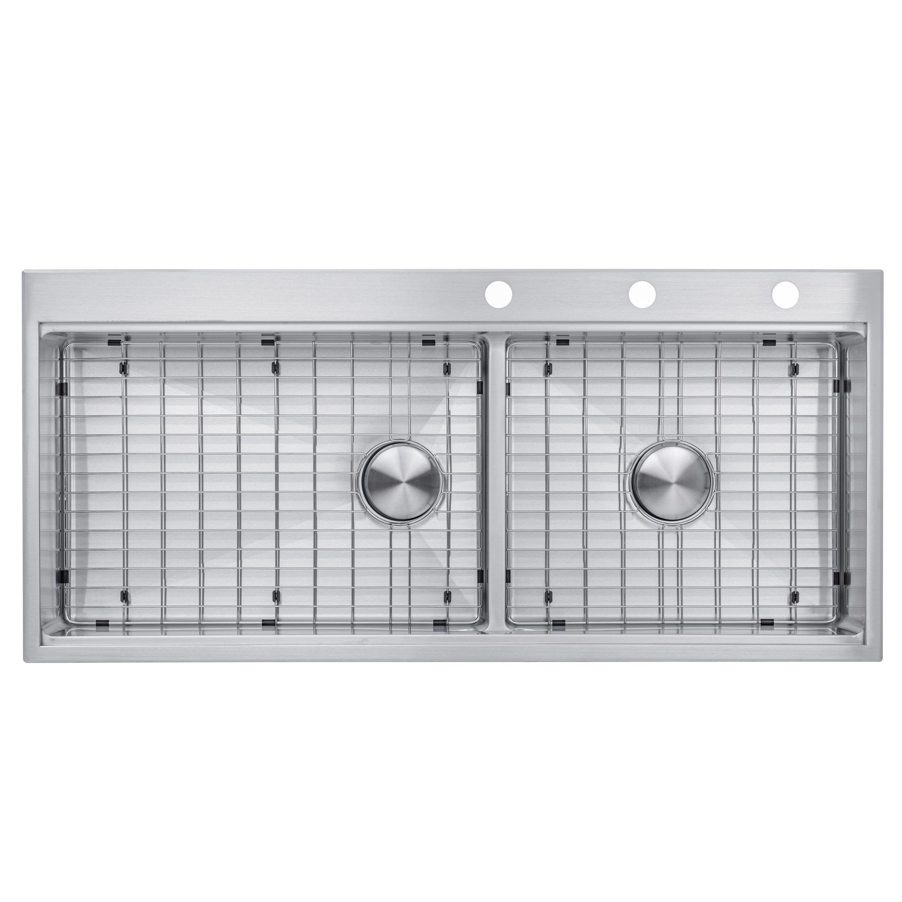48 in. Workstation Topmount / Drop-in 16 Gauge Stainless Steel Double Bowl Kitchen Sink w/ Integrated Ledge, 15mm Tight Radius with Premium Accessories