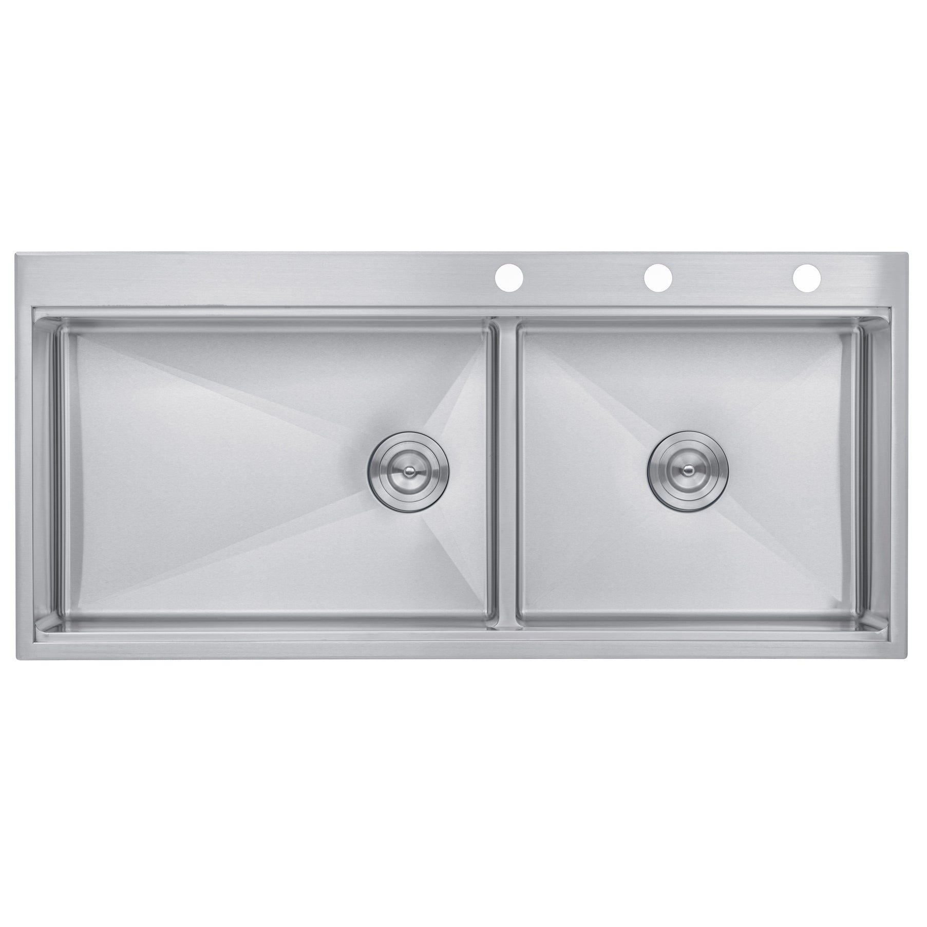 48 in. Workstation Topmount / Drop-in 16 Gauge Stainless Steel Double Bowl Kitchen Sink w/ Integrated Ledge, 15mm Tight Radius with Premium Accessories