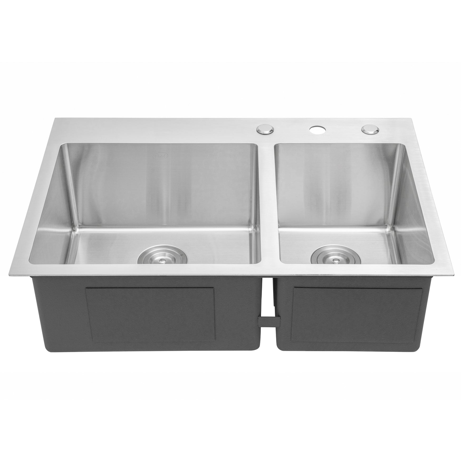 Drop-In / Topmount 16 Gauge Stainless Steel Double Bowl Kitchen Sink with 15mm Radius Corner Design