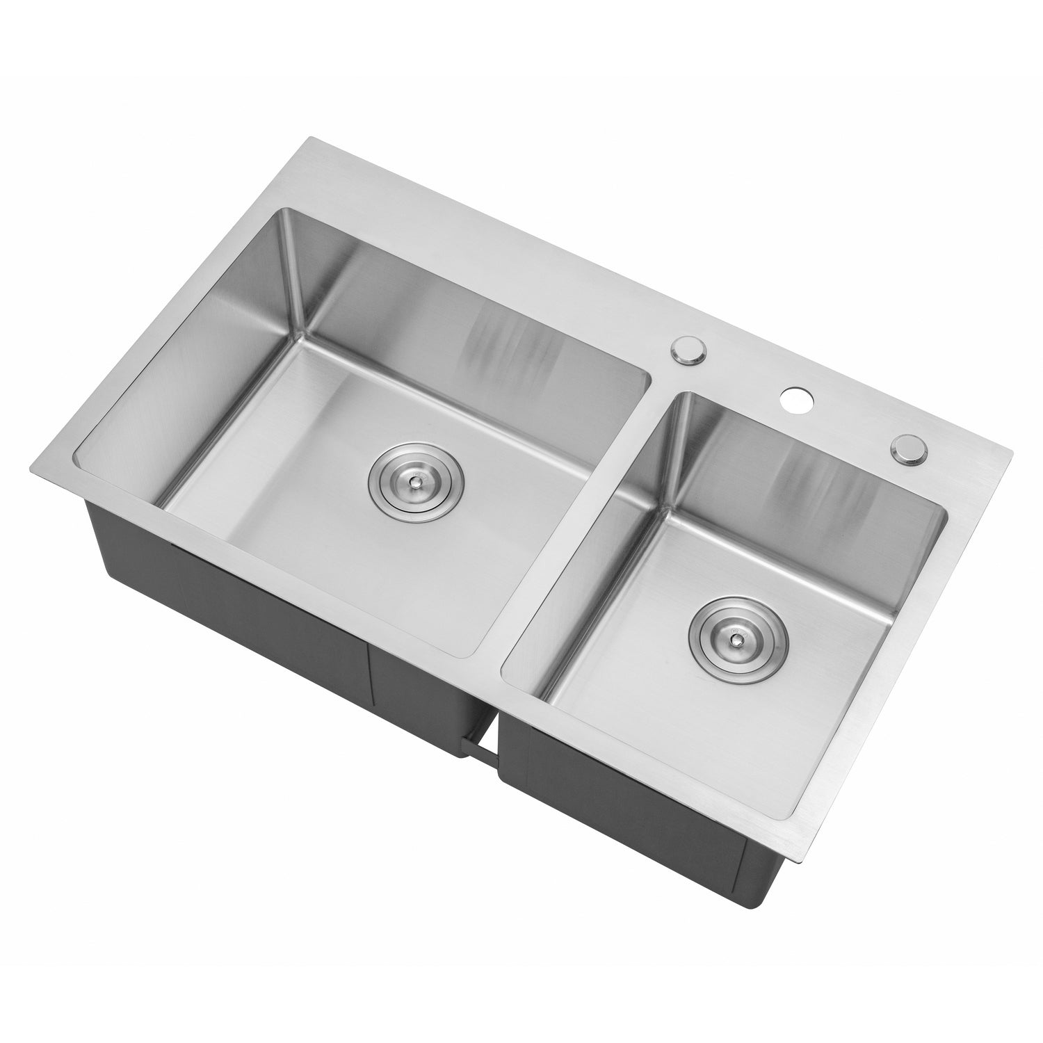 Drop-In / Topmount 16 Gauge Stainless Steel Double Bowl Kitchen Sink with 15mm Radius Corner Design