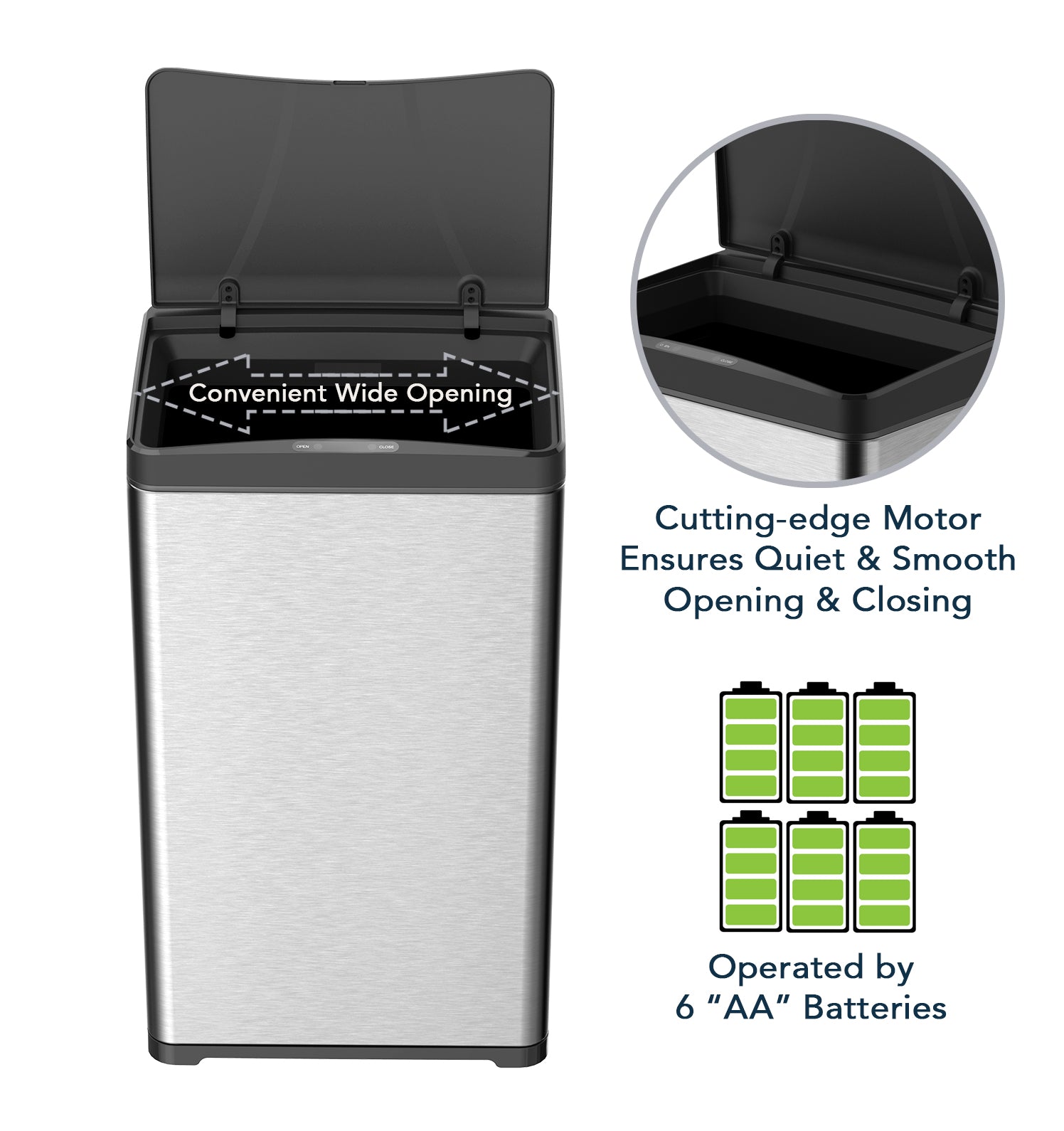 CozyBlock 13 Gallon 50L Automatic Trash Can for Kitchen, Touchless Motion Sensor Bin