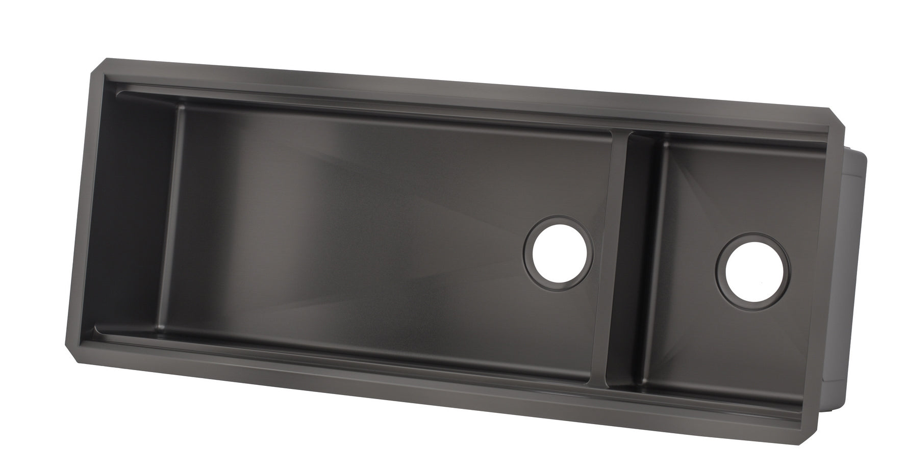 48 in. Workstation Undermount 16 Gauge Nano Black Stainless Steel Double Bowl Kitchen Sink w/ Integrated Ledge 15mm Tight Radius with Premium Accessories
