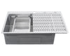 CozyBlock HexaBlock Series Topmount Workstation Kitchen Sink - Premium 16 Gauge Stainless Steel with Integrated Drainboard, Dual-Tier Ledges, and Honeycomb Embossing, Complete Package w/ Cutting Board, Dish Rack, Strainer