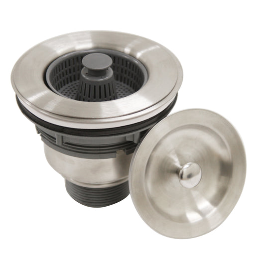 3-1/2 Inch Stainless Steel Kitchen Sink Strainer Drain with Removable Pop-Up Basket Stopper & Sealing Lid
