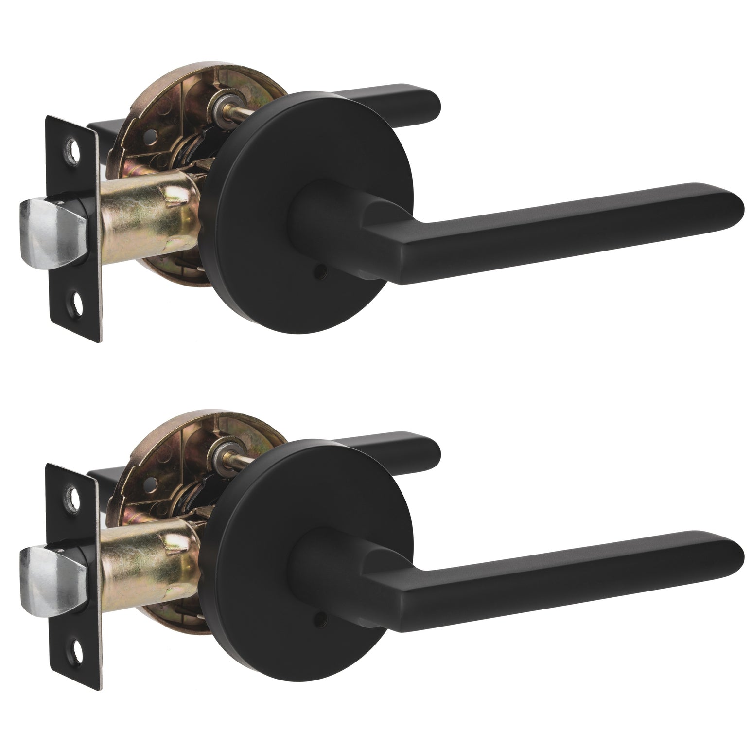 CozyBlock Set of 2 Contemporary Hidden Screw Style with Easy to Open Locking Privacy Lever Door Handle for Bedroom and Bathroom
