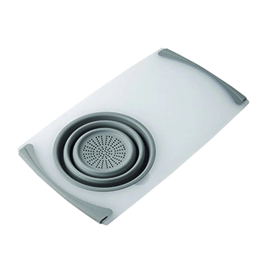 Cutting Board with Colander for Kitchen, 3-in-1 Plastic Chopping Board with Removable Collapsible Colander,for Cut Vegetable, Drain, Food Tray