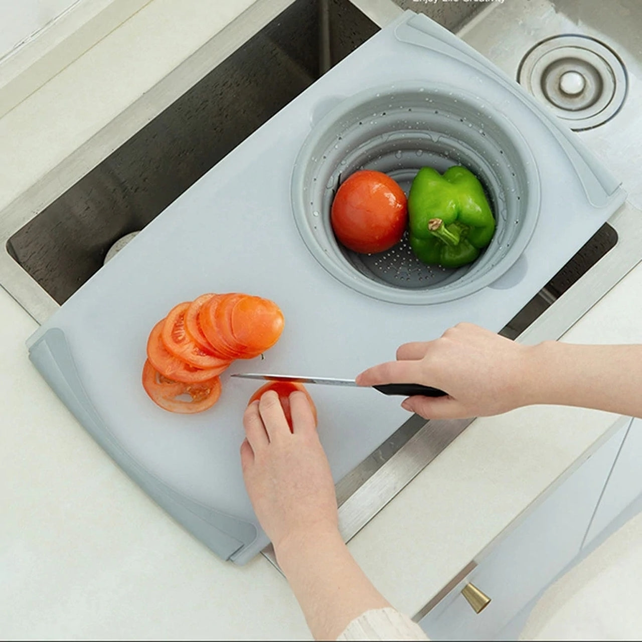 Collapsible Cutting Board With Colander Multifunction - Temu