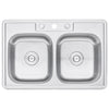 33 in. x 22 in. Topmount / Drop-in 18 Gauge Stainless Steel Double Bowl (50/50) Kitchen Sink with 9 in. Deep