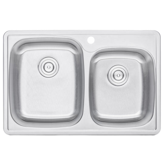 33 in. x 22 in. Topmount / Drop-in 18 Gauge Stainless Steel Double Bowl (60/40) Kitchen Sink with 9 in. Deep