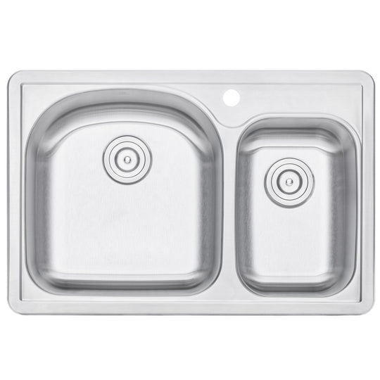33 in. x 22 in. Topmount / Drop-in 18 Gauge Stainless Steel Double Bowl (70/30) Kitchen Sink with 8 in. Deep