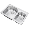 33 in. x 22 in. Topmount / Drop-in 18 Gauge Stainless Steel Double Bowl (70/30) Kitchen Sink with 8 in. Deep