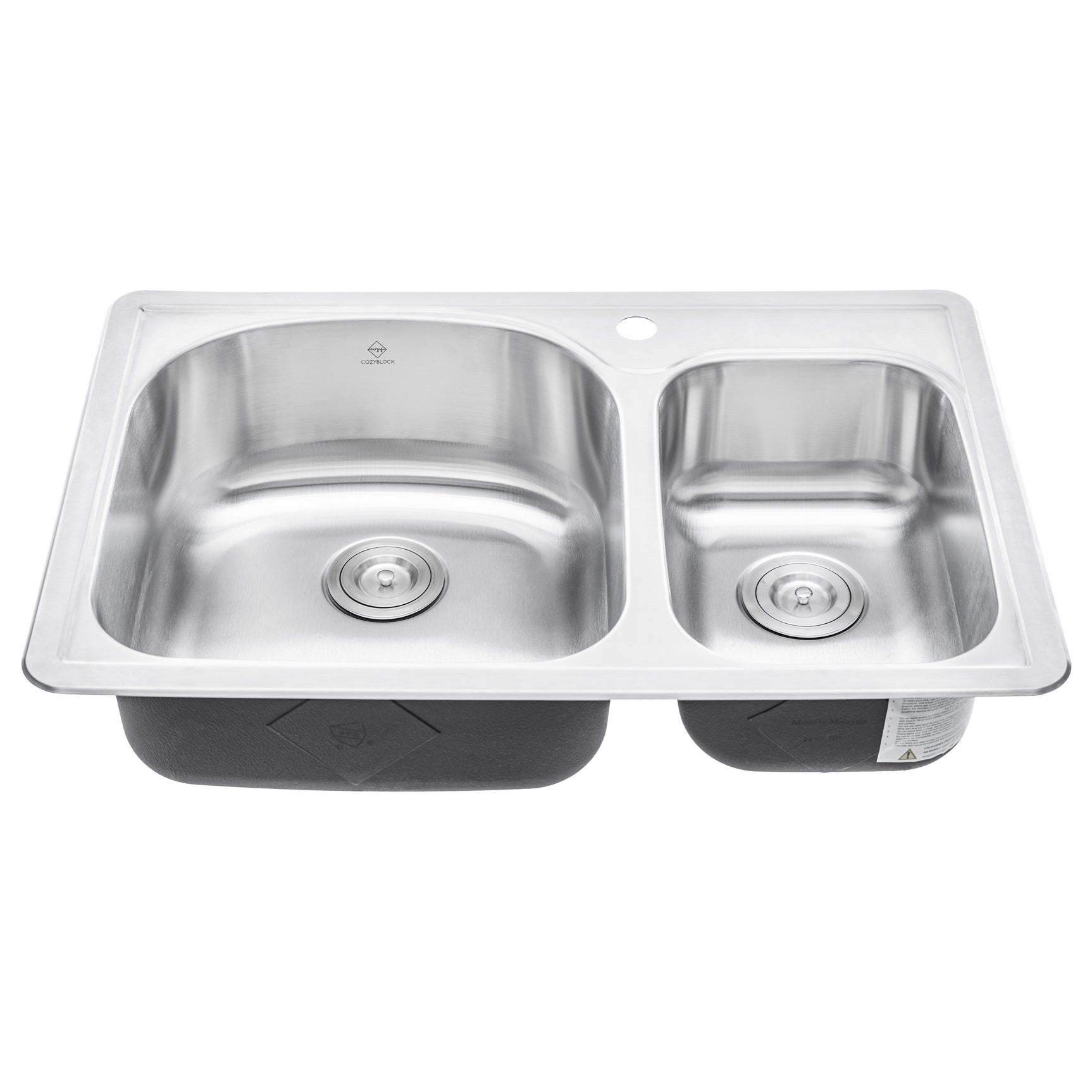 33 in. x 22 in. Topmount / Drop-in 18 Gauge Stainless Steel Double Bowl (70/30) Kitchen Sink with 8 in. Deep