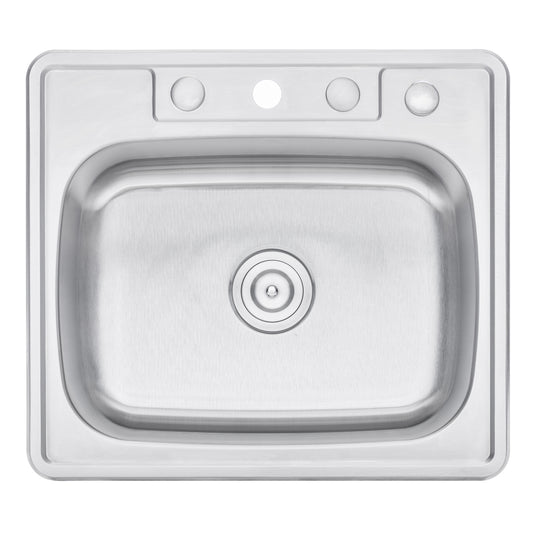 25 in. x 22 in. Topmount / Drop-in 18 Gauge Stainless Steel Single Bowl Island / Bar / Prep  Kitchen Sink with 9 in. Deep