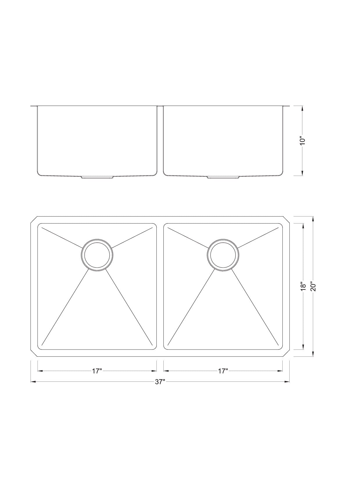 Undermount 16 Gauge Stainless Steel Double Bowl Kitchen Sink with 15mm Radius Corner Design