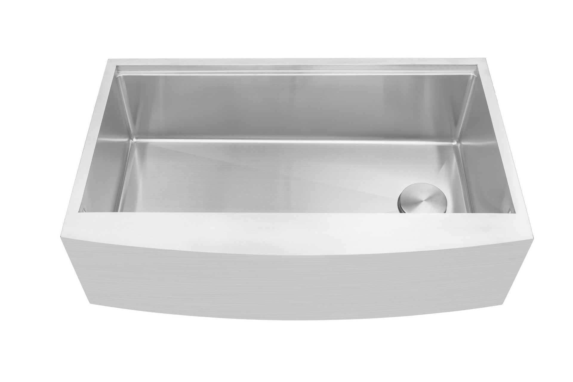 Workstation Farmhouse Apron Curve Front 16 Gauge  Stainless Steel Single Bowl Kitchen Sink w/ Integrated Ledge, 15mm Tight Radius w/ Premium Accessories