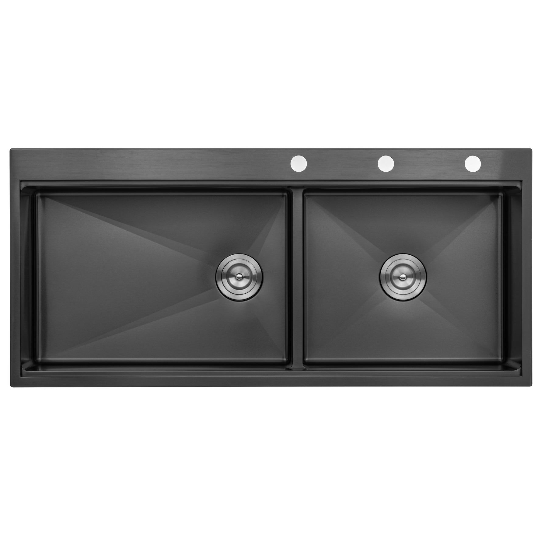 48 in. Workstation Topmount / Drop-in Nano Black 16 Gauge Stainless Steel Double Bowl Kitchen Sink Integrated Ledge Tight Radius w/ Premium Accessories