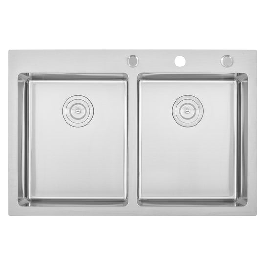 Drop-In / Topmount 16 Gauge Stainless Steel Double Bowl Kitchen Sink with 15mm Radius Corner Design