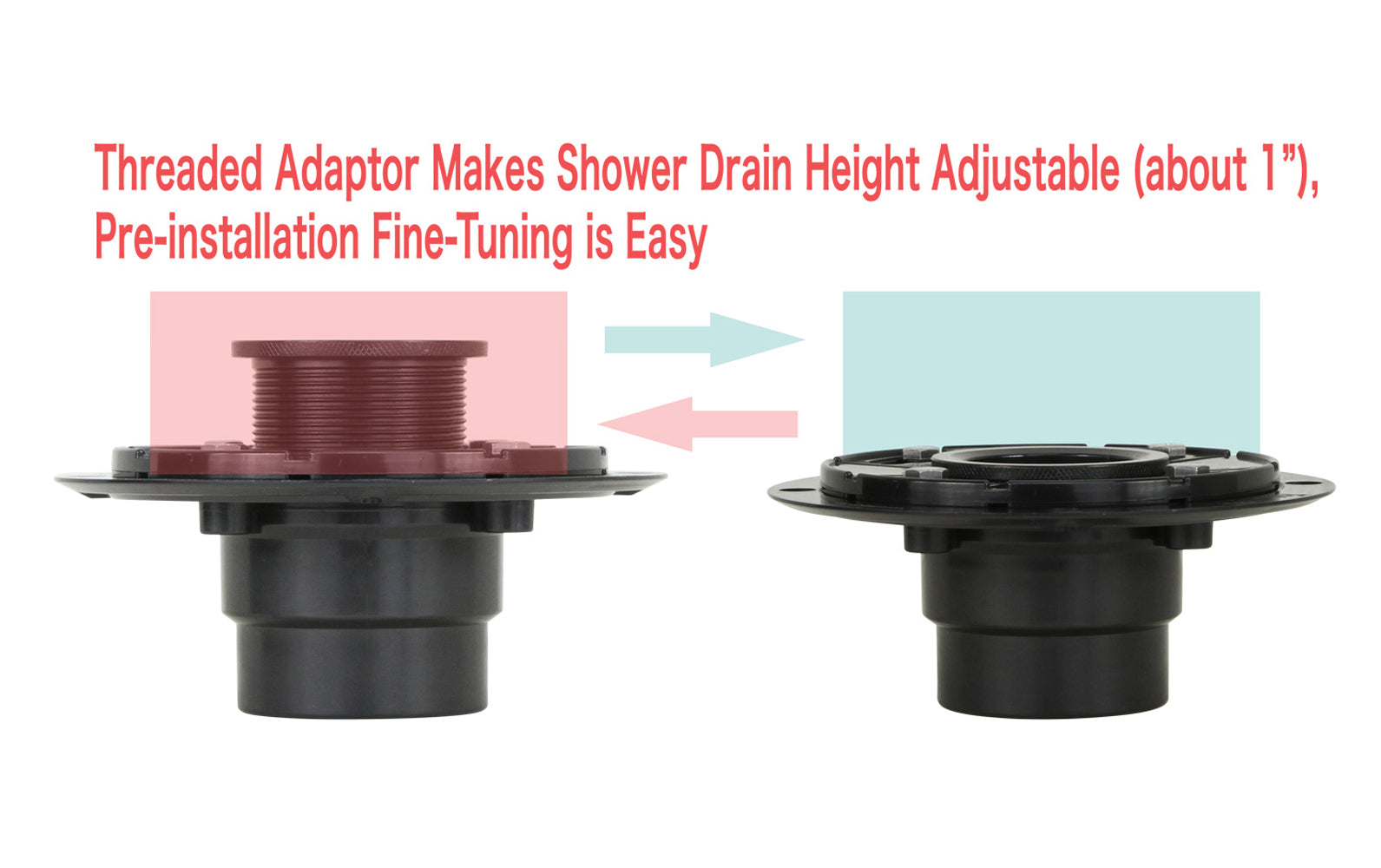 2 in. ABS Bathroom Shower Drain Base Flange for Linear / Square  Drain - Threaded Adaptor Included