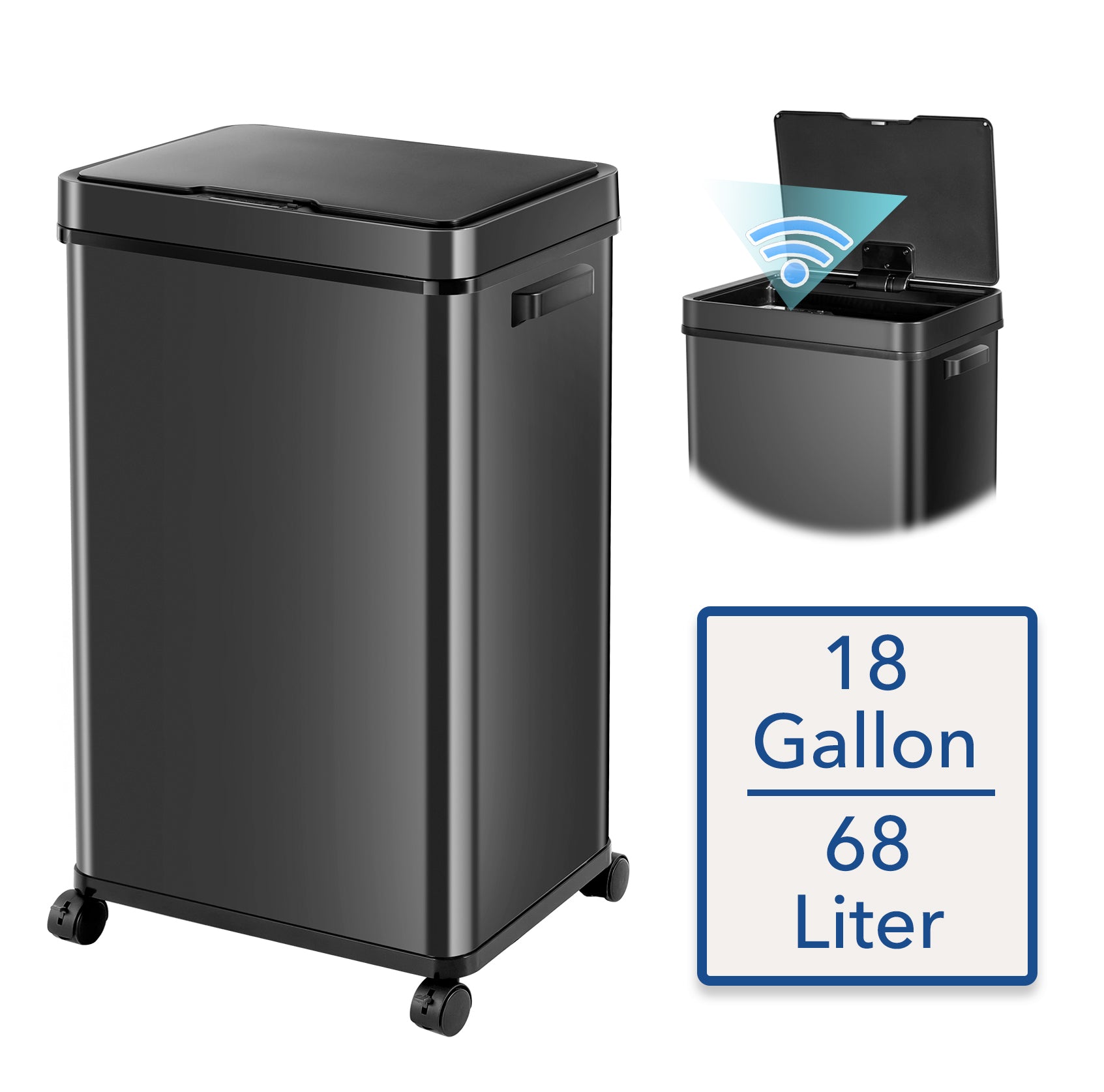 High Quality 3.2 Gallon Trash Can, Plastic Touchless Bathroom