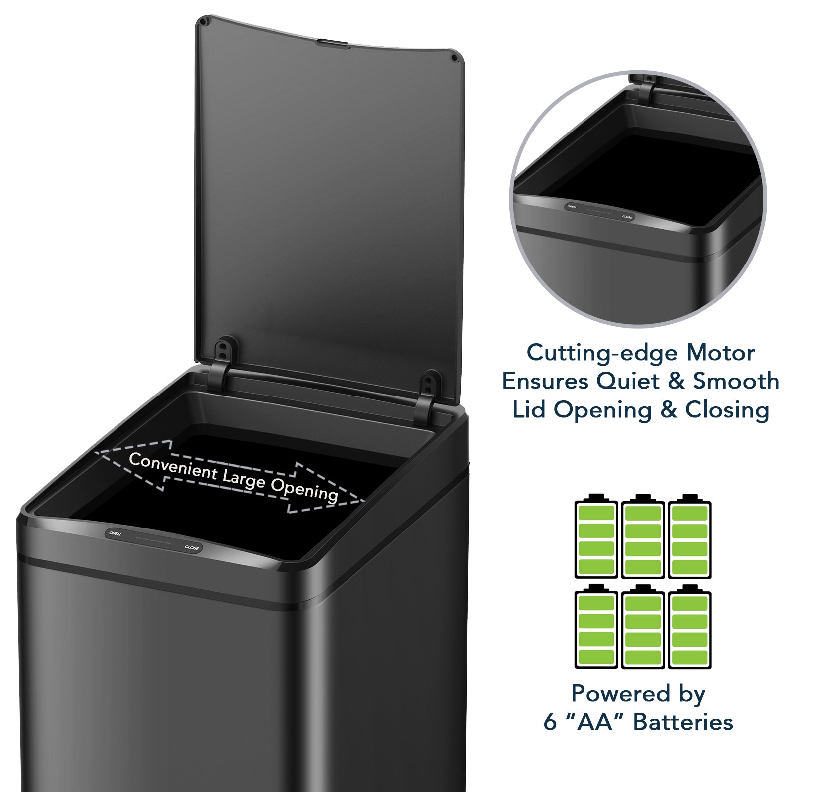 CozyBlock 13 Gallon 50L Slim Automatic Trash Can for Kitchen, Touchless Motion Sensor Bin